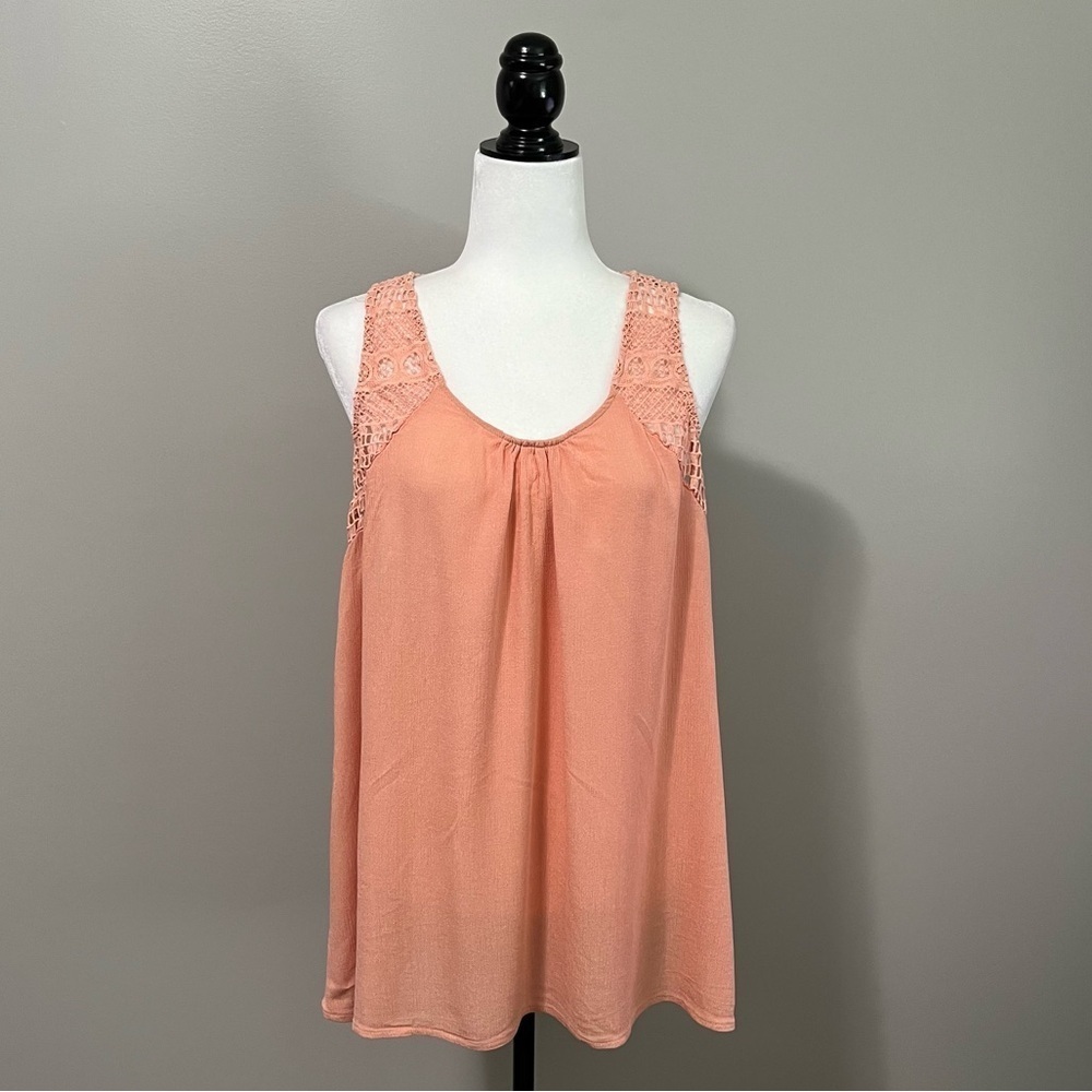 Love & Legend Crochet Cotton Peach Sleeveless Top